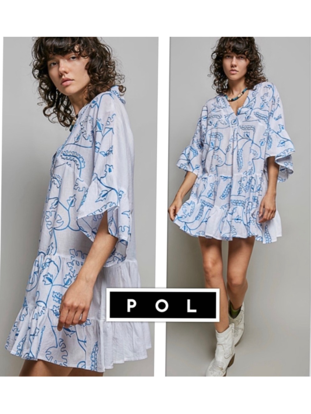NEW Pol Free People Style Greek Goddess Airy Embroidered Summer Dress Size Large